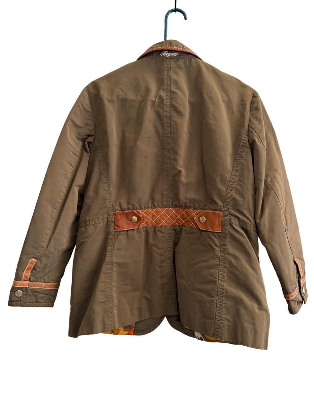 Vintage Bogner Utility Field Jacket Brown Leather Trim Safari Jacket Est Medium - Picture 4 of 14